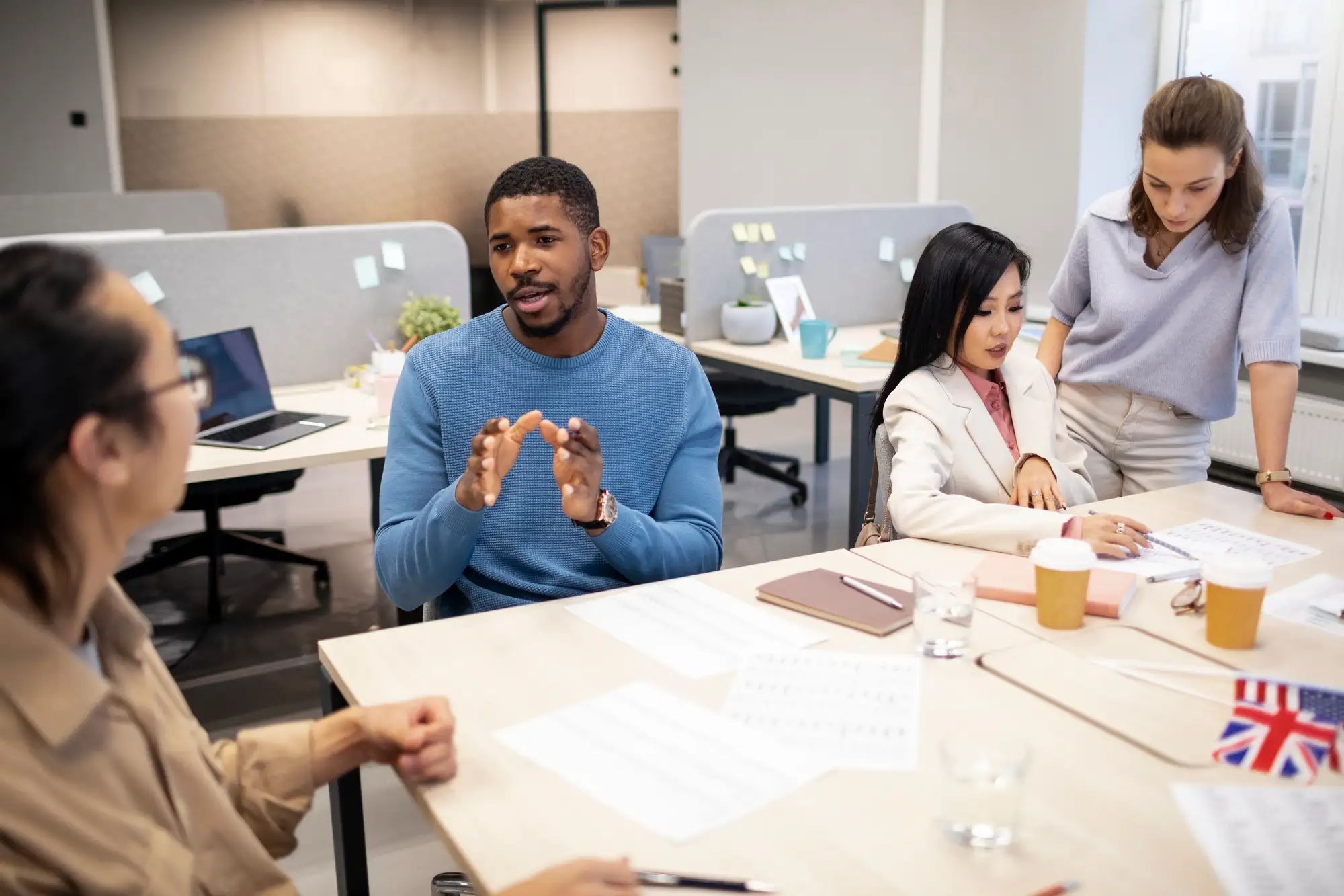 Creative brainstorming session with diverse team