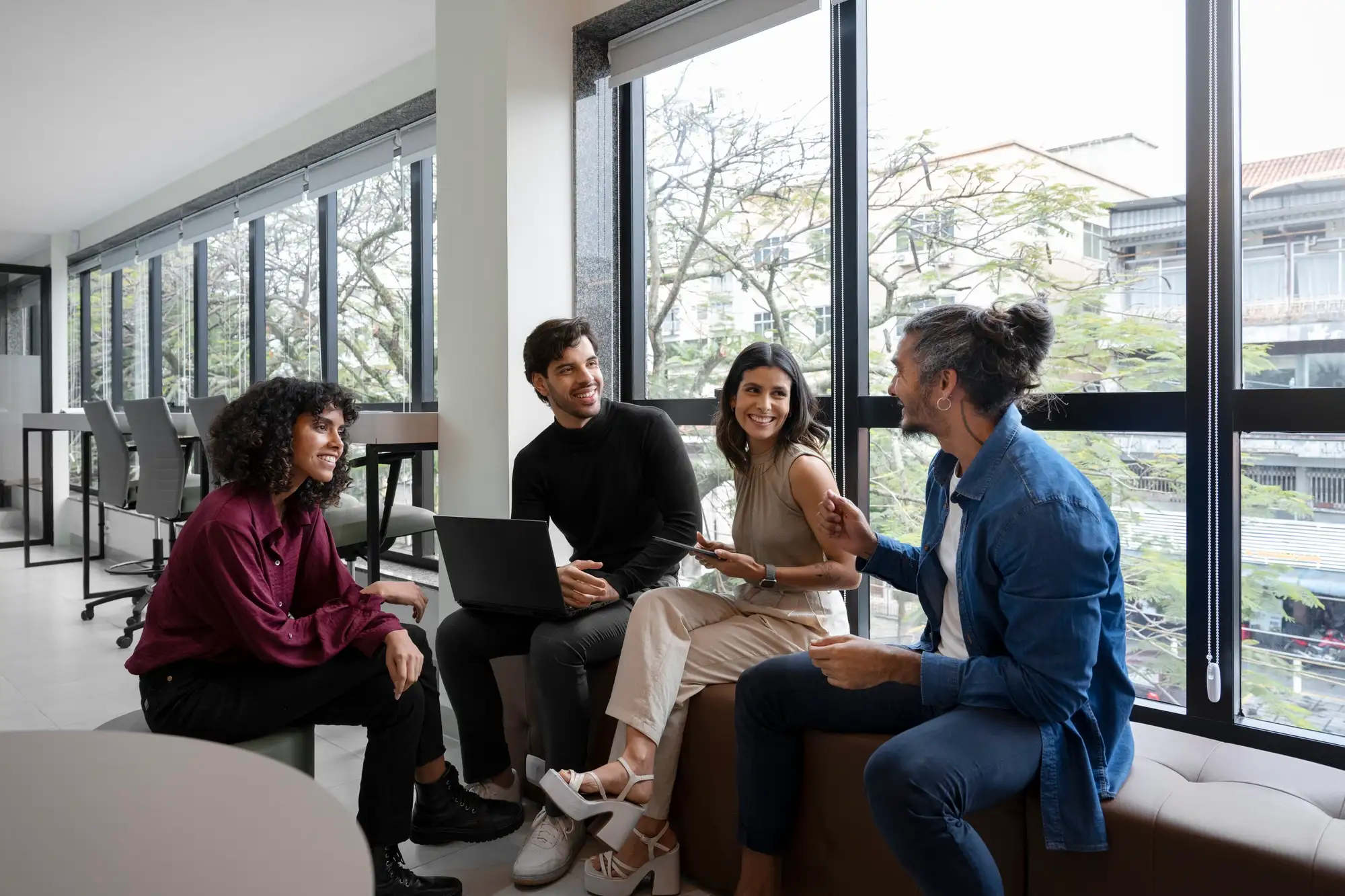 Remote team members working together virtually